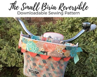 Printable SEWING PATTERN Small Biria Kids Reversible Bike Basket Liner Digital Download