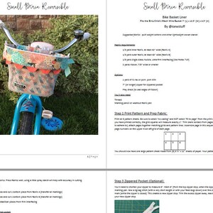 Printable SEWING PATTERN Small Biria Kids Reversible Bike Basket Liner Digital Download image 3