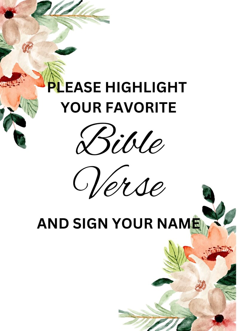Editable Please Highlight Your Favorite Bible Verse Wedding - Etsy