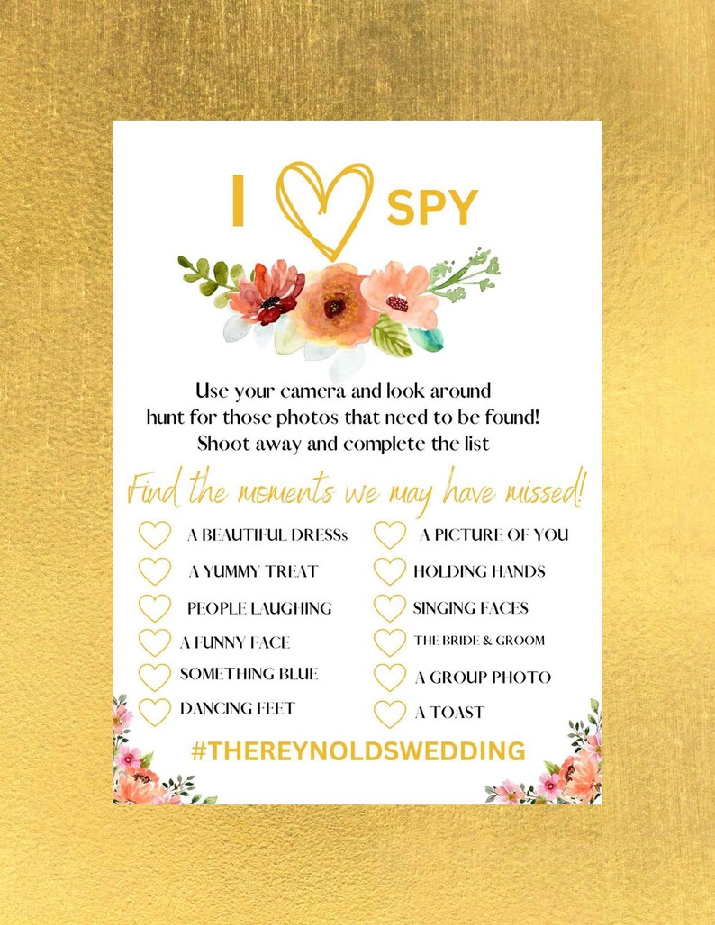 I Spy Wedding Game I Spy Printable Sign I Spy Wedding Game - Etsy UK