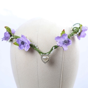 Purple elvish flower crown, elf headpiece, leaf fairy crown, elf crown, woodland elven crown, elven circlet, elf tiara, elven fairy crown