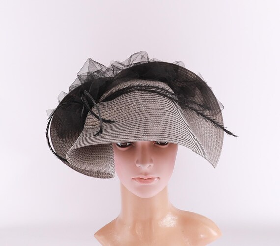 Gray Black Fascinator, Kentucky Derby Fascinator, Gray Royal  display picture 3