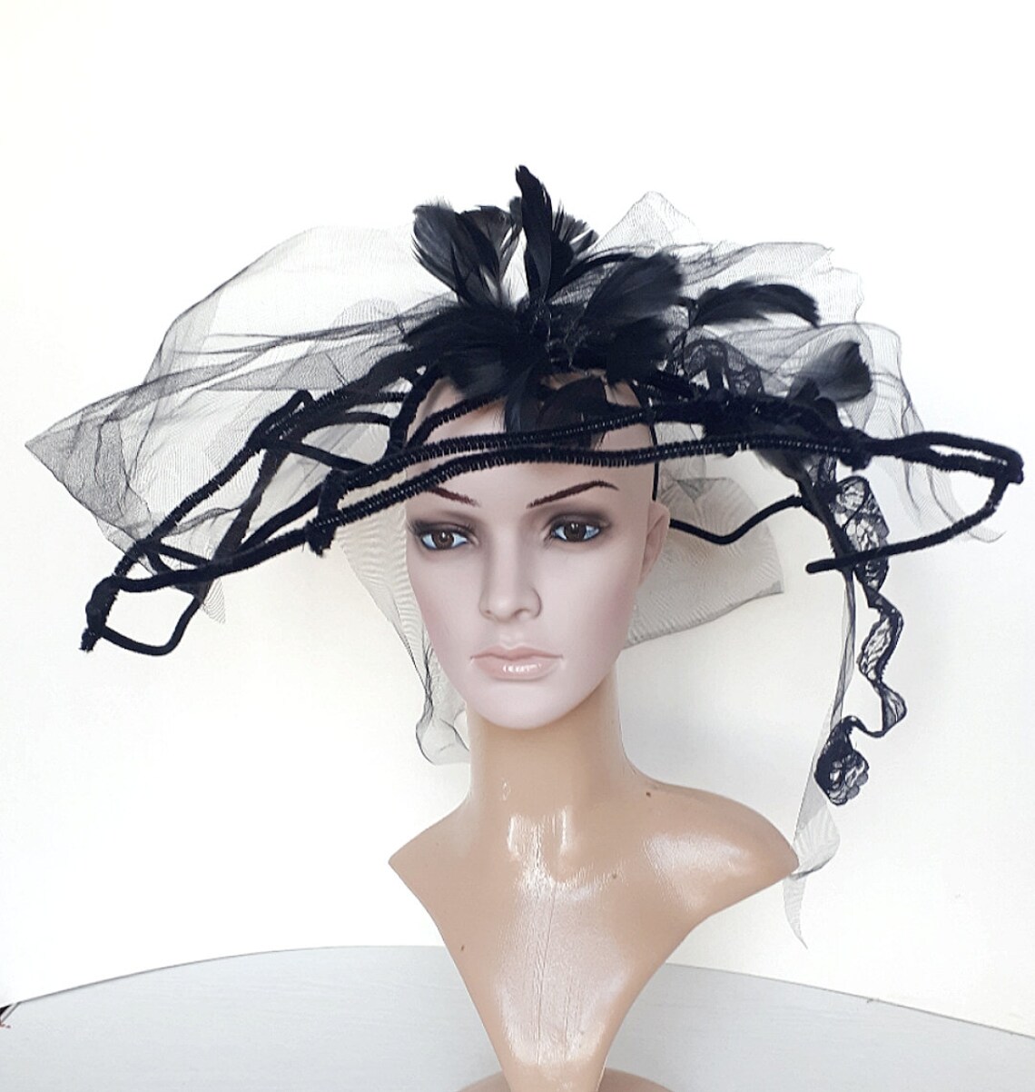 Gothic Veil Fascinator Hats , Witch Hats, Halloween Magic Hat