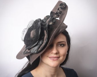 Brown Fascinator, brown derby fascinator , kentucky derby fascinator , Royal Ascot Hat , Church Hat, British Hat