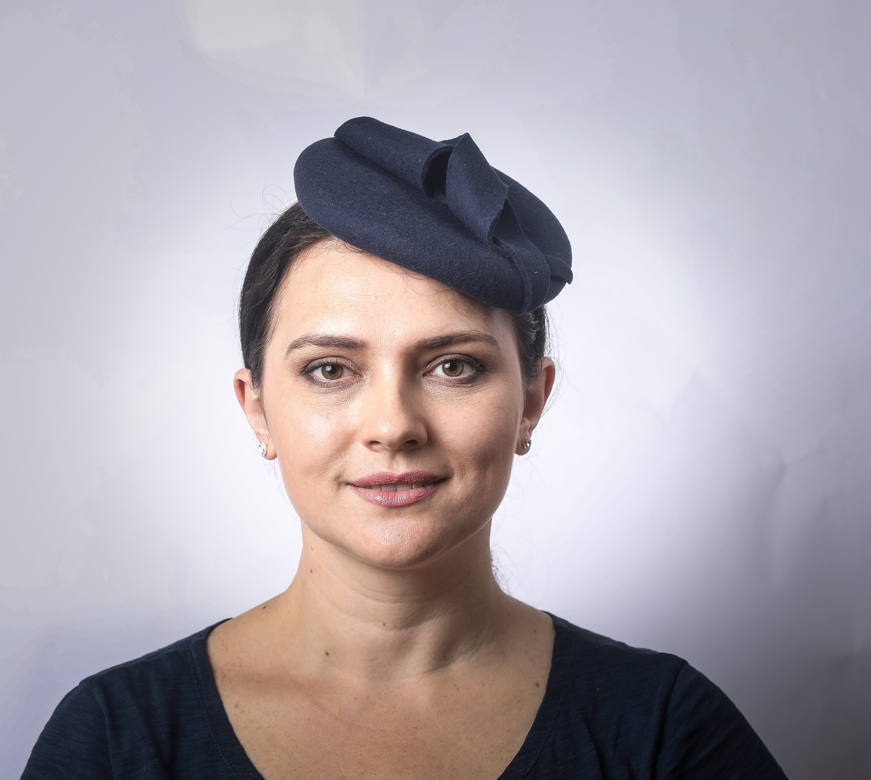 ★SCULPTOR★ Marine Pillbox Hat Navy SC25S607NA Navy Blue Pillbox, Merino Wool Fascinator Hat , Navy Blue