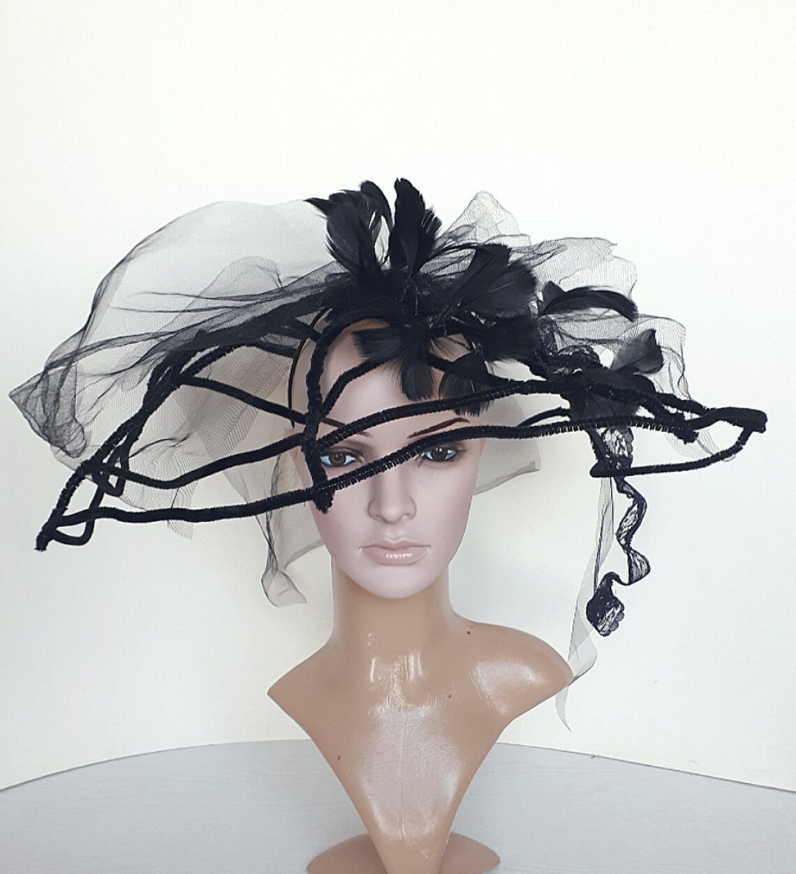 Gothic Veil Fascinator Hats , Witch Hats, Halloween Magic Hat