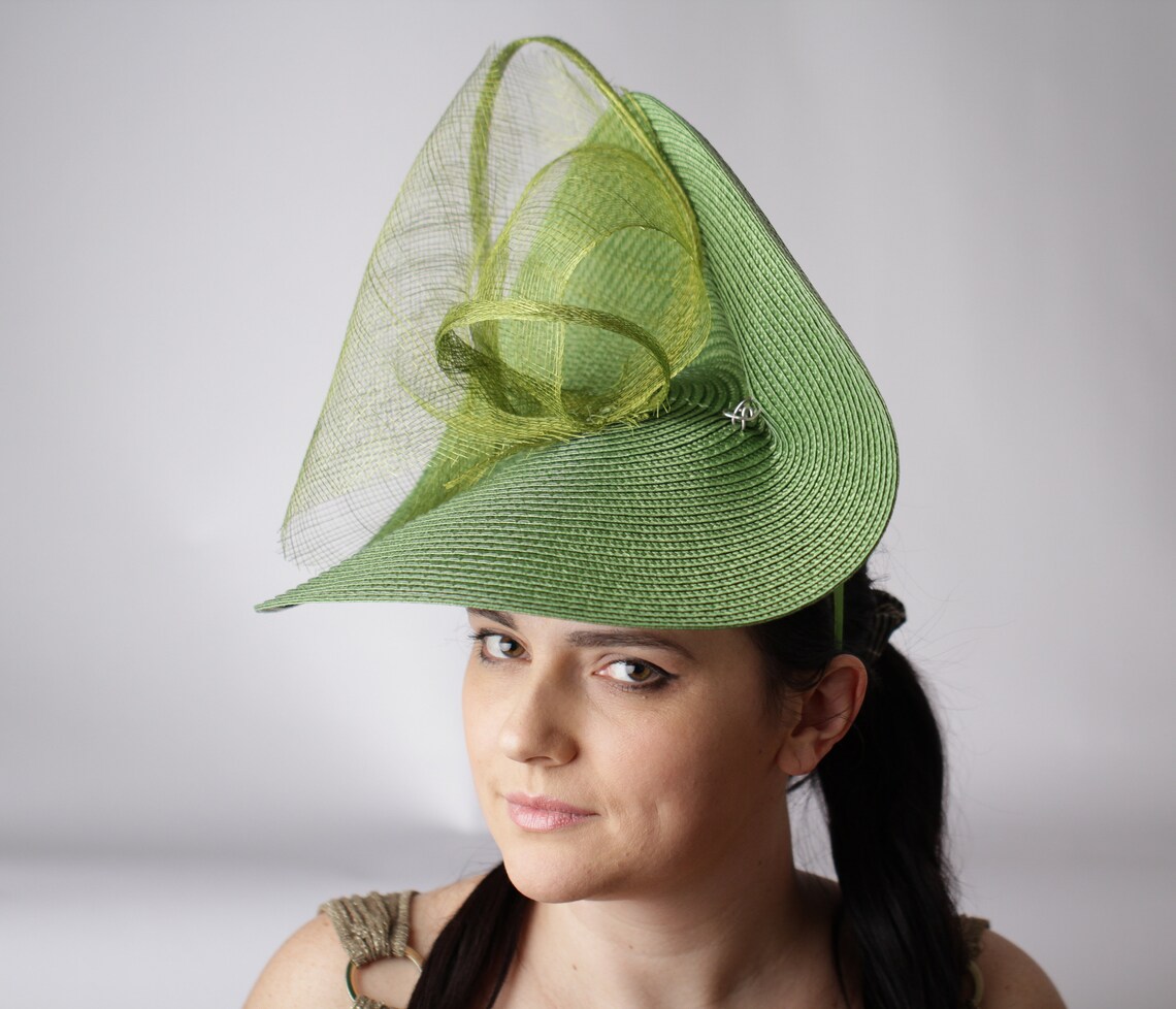 Green Fascinator Hat Green Derby Fascinator Grass Color Etsy