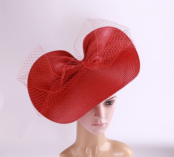 Red Fascinator Hat, Red Kentucky Derby Fascinator, Red Royal  display picture 3