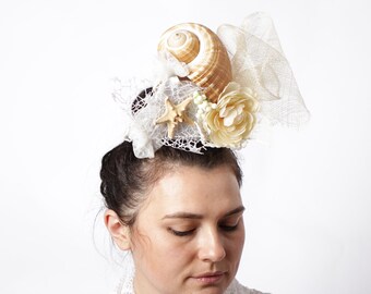 Pastel Mermaid Crown, Big shell headpiece, Mermaid Costume Accessory, Seashell Headband, Mermaid Headpiece, Mermaid Party