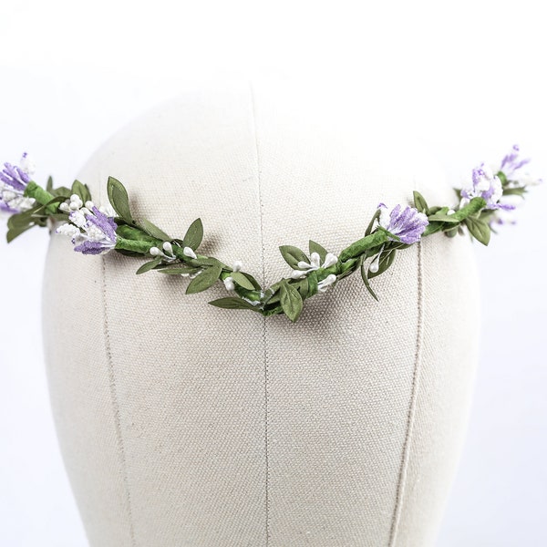 Purple elvish flower crown, elf headpiece, leaf fairy crown, elf crown, woodland elven crown, elven circlet, elf tiara, elven fairy crown