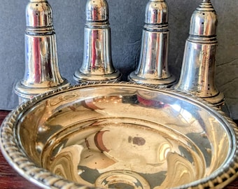 Sterling Silver Salt and Pepper Shakers Set of 4, Small Sterling Compote