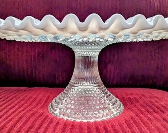 Fenton Art Glass French Opalescent Hobnail Cake Pedestal