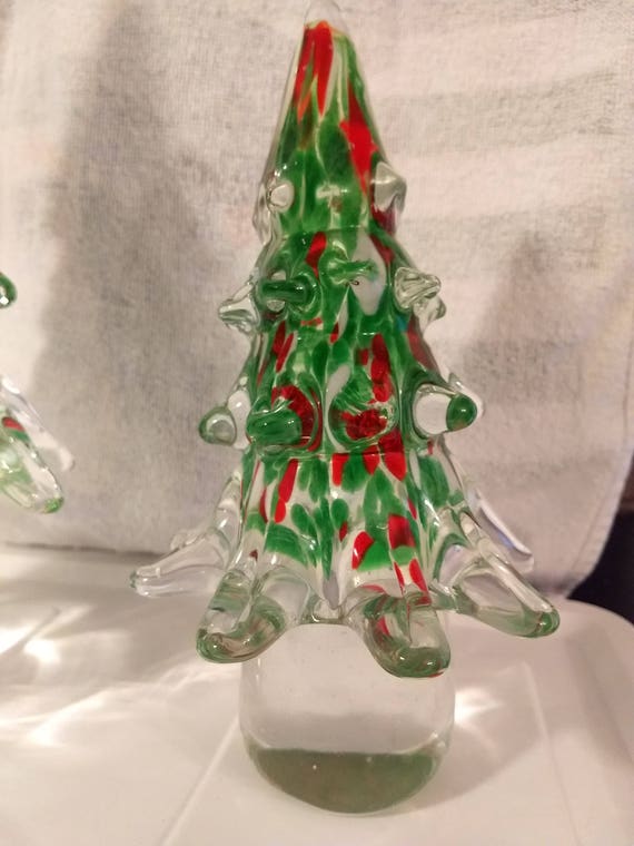 Murano Christmas Tree Pair Murano Christmas Tree Pair