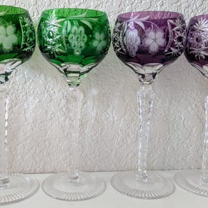 AJKA Marsala Set of 4 Lead Crystal Cut To Clear Goblets