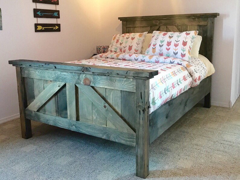 Rustic Farmhouse Bedframe Barndoor Look Available In Twin Image 0
