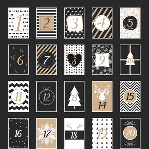 Cartons numériques calendrier de l'avent, 26 cartons à imprimer Chalk Mind