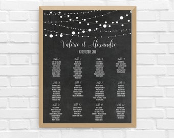 Affiche mariage plan de table, chalkboard plan de table, tableau plan de table, FICHIER NUMÉRIQUE