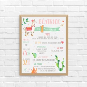 Affiche personnalisée fond blanc 1er anniversaire, FICHIER NUMÉRIQUE