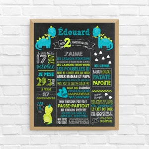 Dinosaurier GEBURTSTAG Poster | Erster Geburtstag, Jubiläum, personalisiert, 1-jähriges Babyparty, Poster mit schwarzem Hintergrund | DIGITALE DATEI