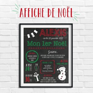 Digital poster my 1st Christmas, LIVRAISON BY COURRIEL, Chalk Mind, personalized digital poster, digital chalkboard poster