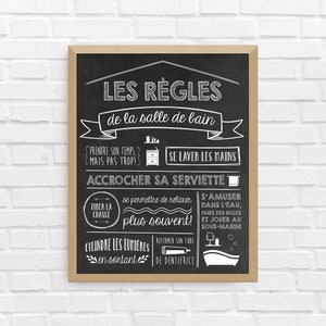 Decorative digital poster, bathroom rules