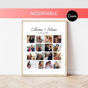 Couple collage gift poster for her or him, celebrate love and Valentine's Day| EDITABLE DIGITAL FILE