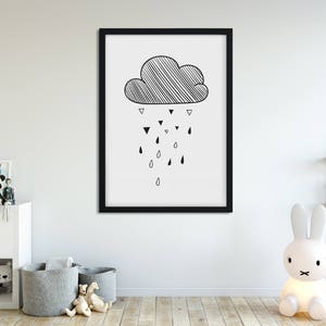 Decorative digital poster, children's room, illustration, monochrome, Scandinavian, nursery