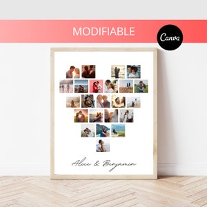 Couple collage gift poster for her or him, celebrate love and Valentine's Day| EDITABLE DIGITAL FILE