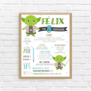 Affiche ANNIVERSAIRE Yoda | Premier anniversaire, anniversaire, personnalisé, fête bébé 1 an, affiche fond blanc | FICHIER NUMÉRIQUE