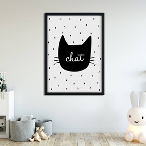Decorative digital poster, children's room, illustration, monochrome, Scandinavian, nursery