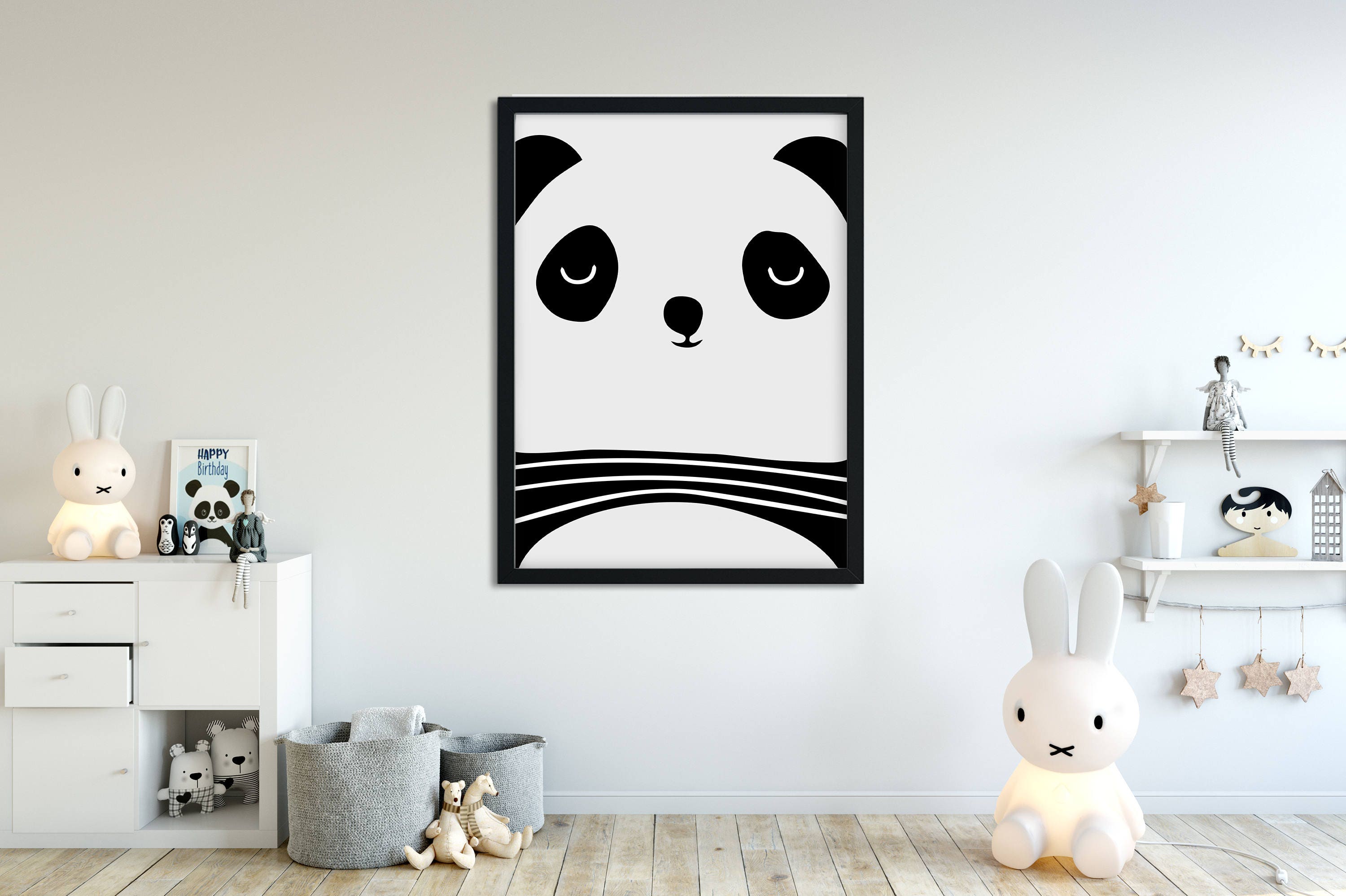 Affiche numérique décorative, chambre enfant, illustration, monochrome, scandinave, nursery