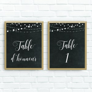 4x6 wedding table number posters 1 to 25, wedding table plan, DIGITAL FICHIER