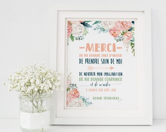 Affiche imprimable remerciement éducatrice, cadeau éducatrice, affiche numérique