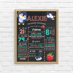 Penguin BIRTHDAY Poster | First birthday, anniversary, personalized, child's party | Black background | All ages | *DIGITAL FILE