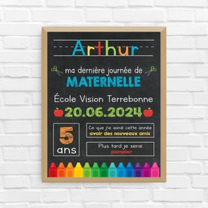 Affiche ÉCOLE | Fin d'année scolaire, maternelle, garderie, primaire, secondaire | Tout âge | *FICHIER NUMÉRIQUE*