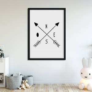 Decorative digital poster, children's room, illustration, monochrome, Scandinavian, nursery