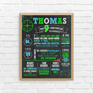 Affiche ANNIVERSAIRE Lasers | Premier anniversaire, anniversaire, personnalisé, fête bébé 1 an, affiche fond noir | FICHIER NUMÉRIQUE