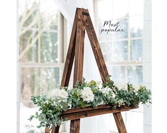 60" Wooden Floor Easel with Adjustable Shelf Wedding Art Stand for Large Sign Display Rustic Event Stand for Signage