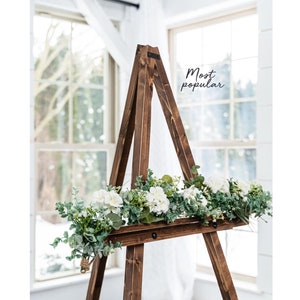 60" Wooden Floor Easel with Adjustable Shelf Wedding Art Stand for Large Sign Display Rustic Event Stand for Signage