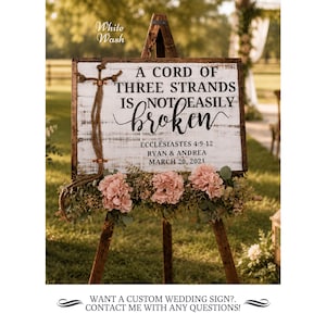 Personalized Cord of Three Strands Wedding Sign, Ecclesiastes 4:12 Unity Ceremony Board