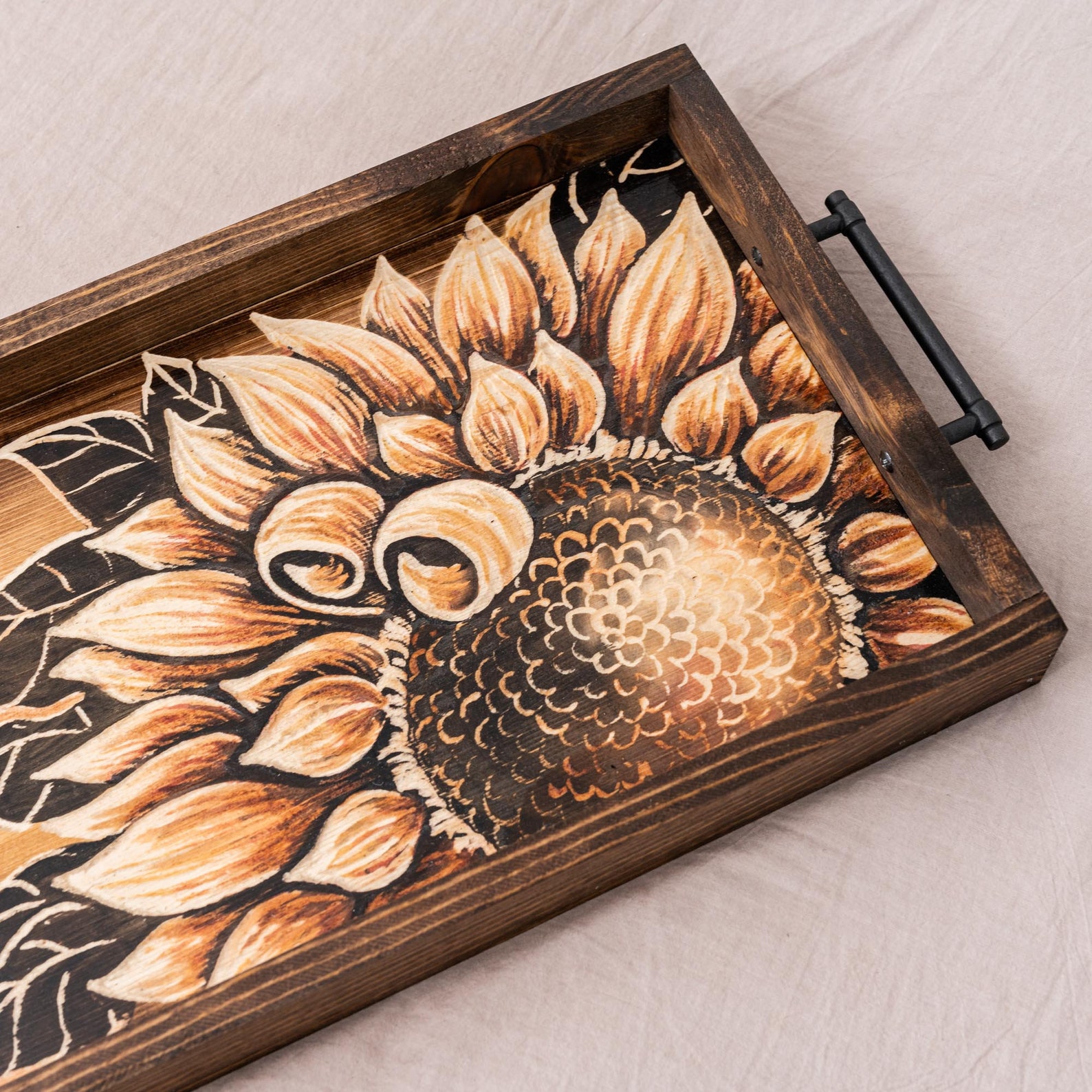 Wood Sunflower Tray Sunflowers Decor Rustic Wooden Breakfast Etsy