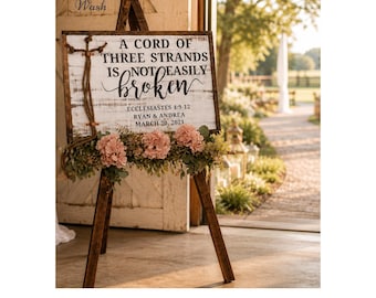 A Cord Of Three Strands, Custom Wedding Sign, Personalized Wedding Decor, Cross Braid Ceremony Signage,