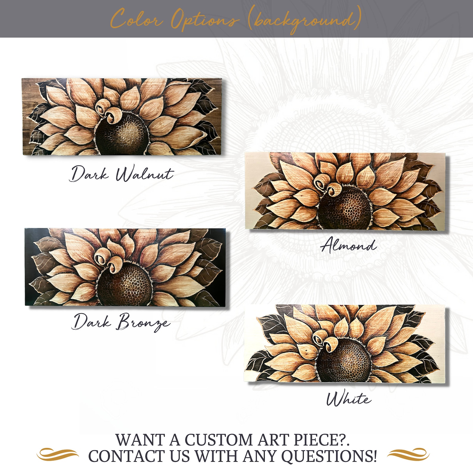 Sunflower Wood Wall Art Sunflower Decor Large Wall Art Etsy