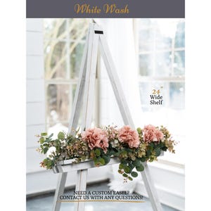 60" Rustic Wooden Floor Easel, Adjustable Shelf, Wedding Sign Display