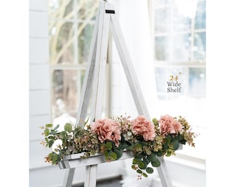 60" Rustic Wooden Floor Easel, Adjustable Shelf, Wedding Sign Display