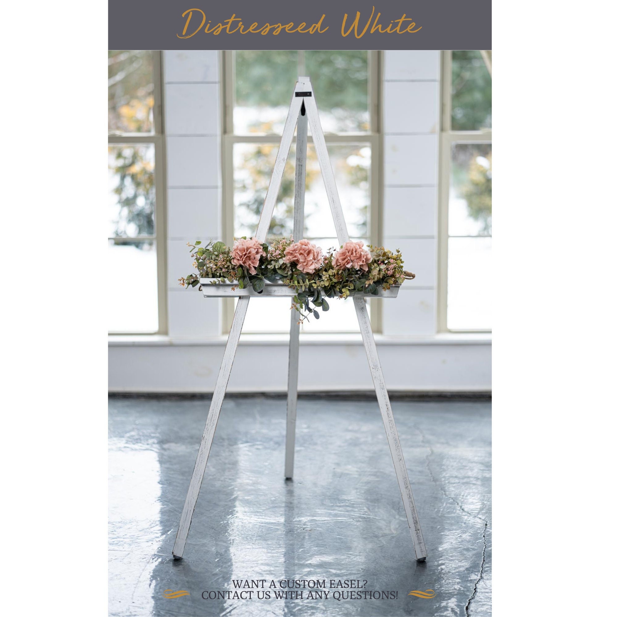 White Easel for Wedding, Wood Easel Stand for Wedding Signs, Floor Easel,  Large White Display Stand - FREE SHIPPING!