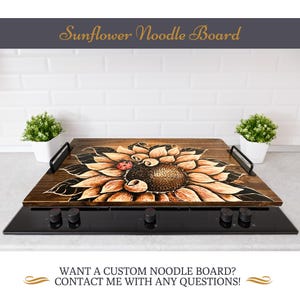 Hand-Carved Wood Stove Top Cover Noodle Board, Farmhouse Kitchen Decor