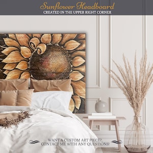 Wood Sunflower Headboard, Rustic Farmhouse Style, King Queen Full Twin