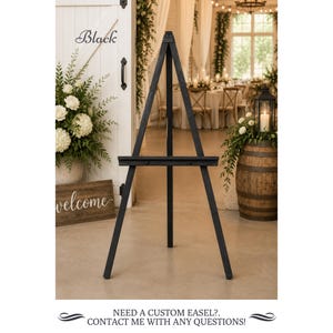 60" Rustic Wood Floor Easel: Adjustable Shelf, Wedding Sign Display