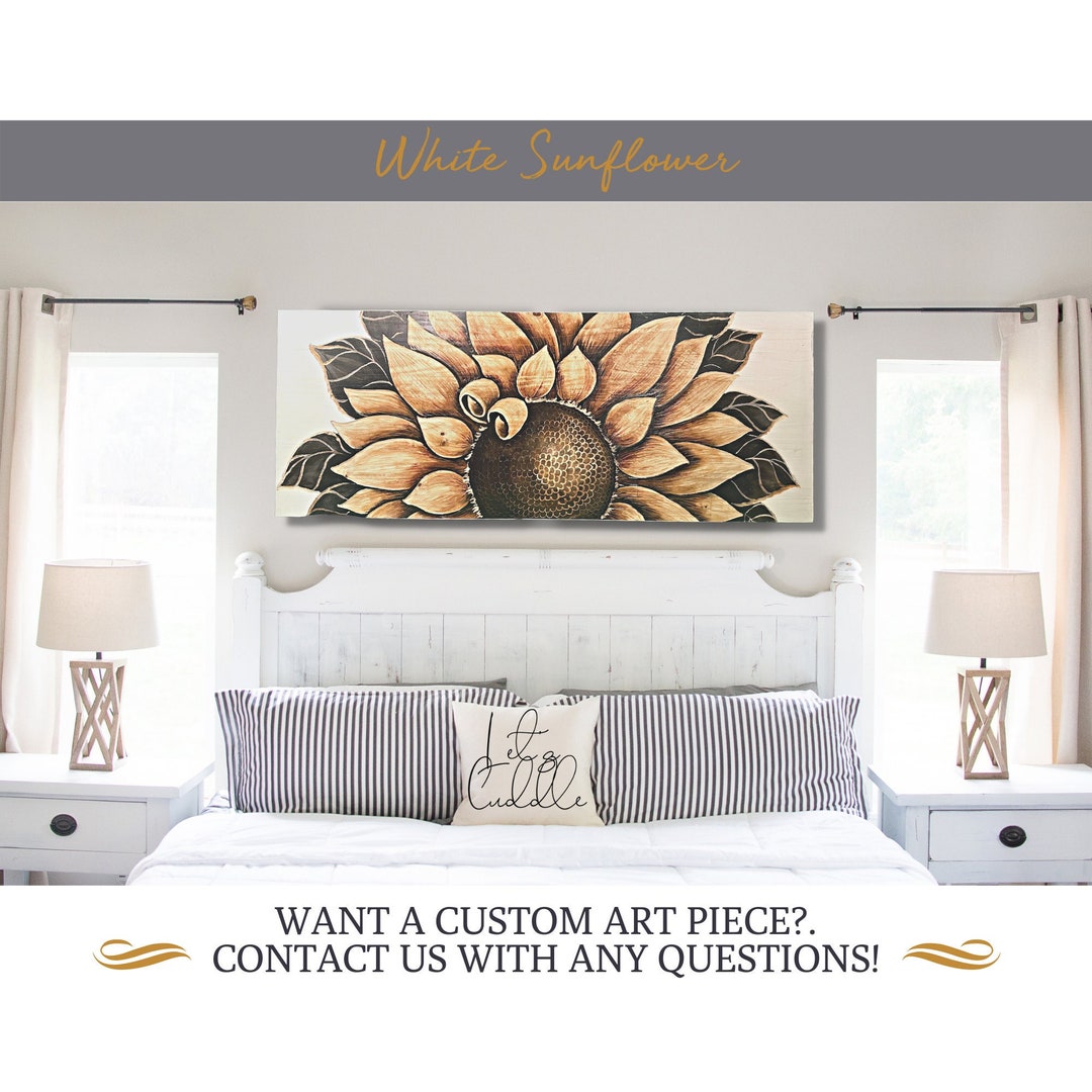 Sunflower Wood Wall Art Carved Decor Large Sunflowers Anniversary ...